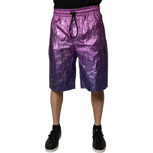 Dolce & Gabbana Metallic Pink Purple Two Tone Bermuda Shorts PAN75237-48