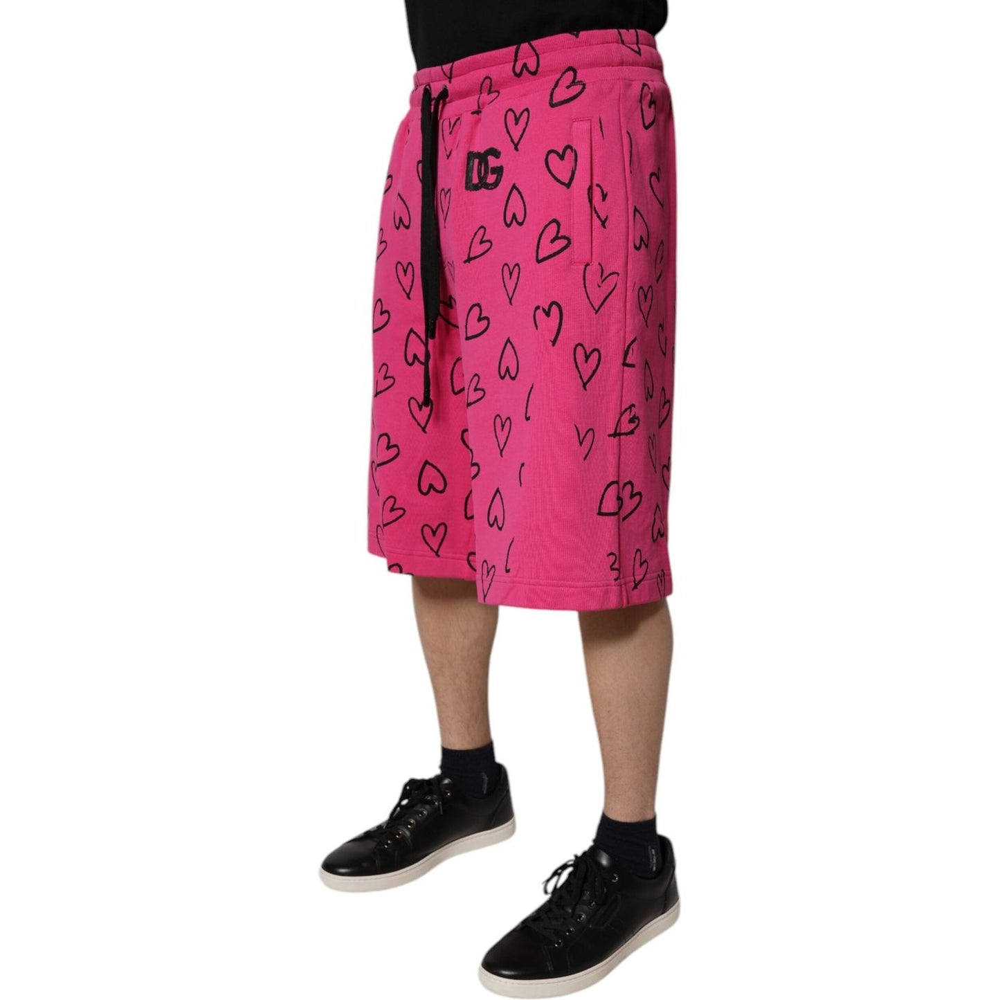 Dolce & Gabbana Pink Cotton Heart Print Bermuda Shorts PAN75740-48