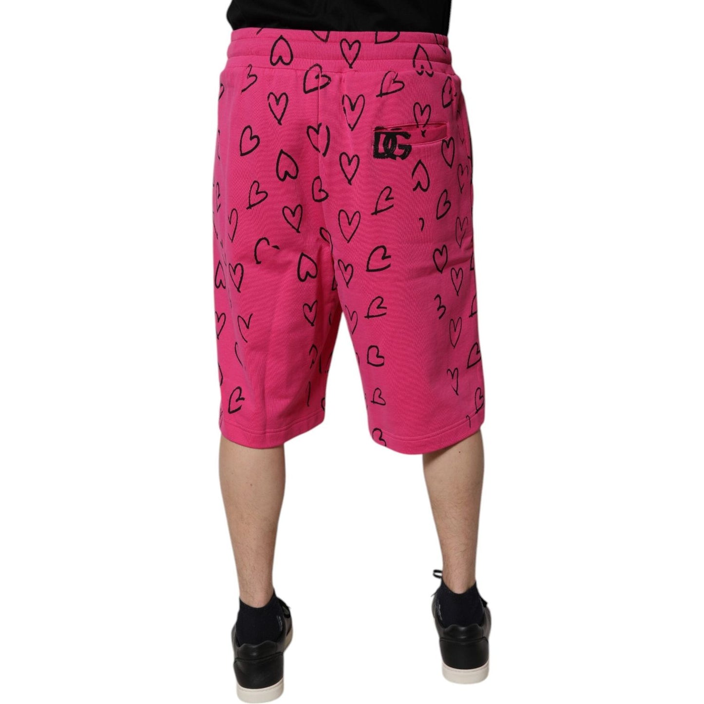 Dolce & Gabbana Pink Cotton Heart Print Bermuda Shorts PAN75740-48