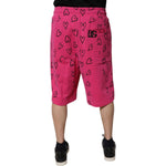 Dolce & Gabbana Pink Cotton Heart Print Bermuda Shorts PAN75740-48