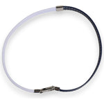 Dolce & Gabbana Blue White Leather Trimmed DG Engraved Silver Tone Clasp Bracelet