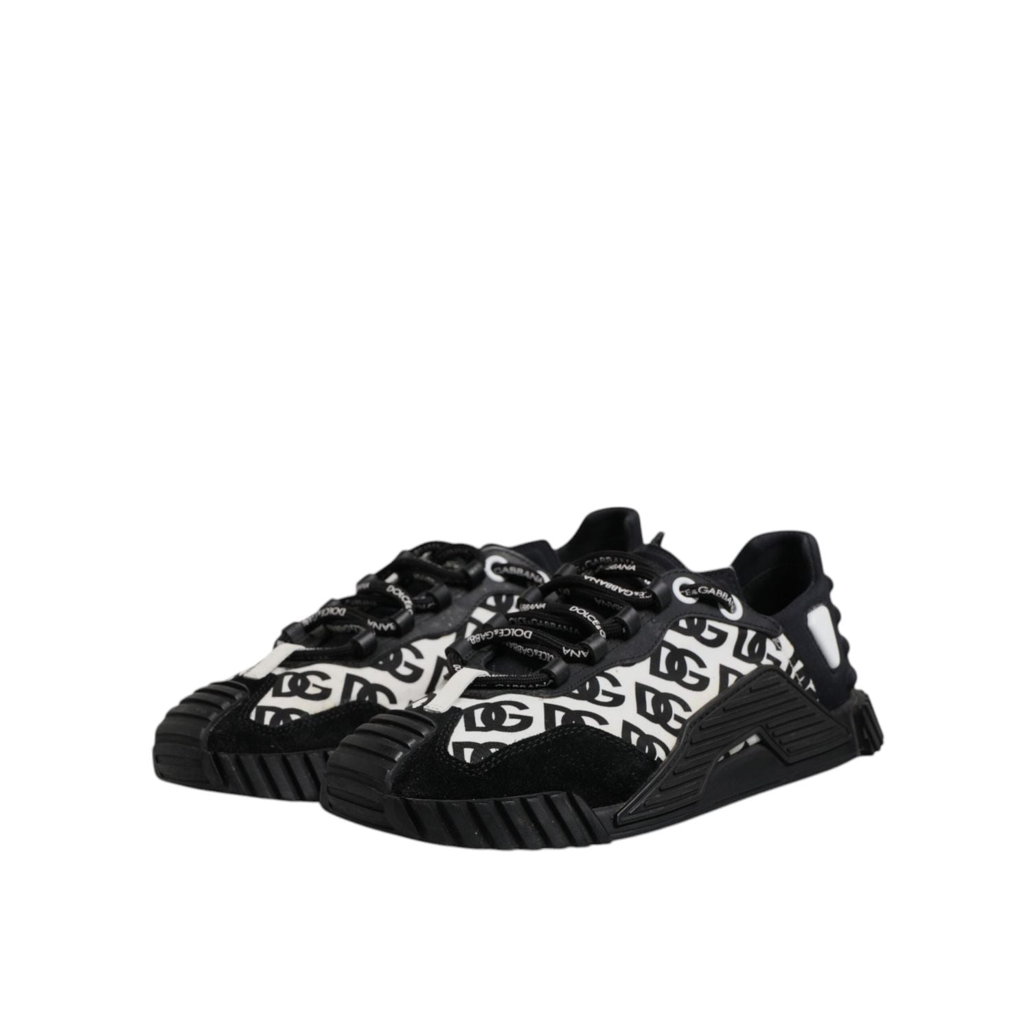 Dolce & Gabbana Black Logo Lace Up Low Top NS1 Sneakers Shoes