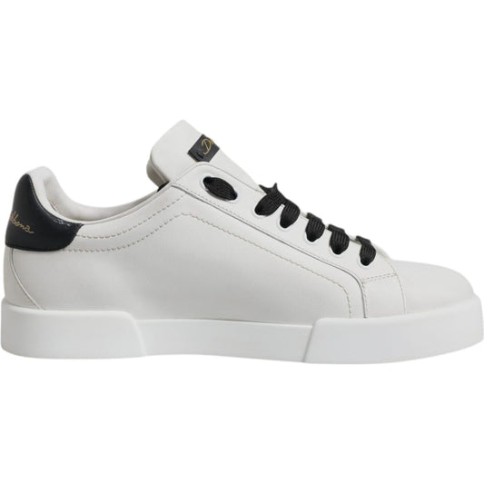 Dolce & Gabbana White Leather DG Logo Low Top Sneakers Shoes