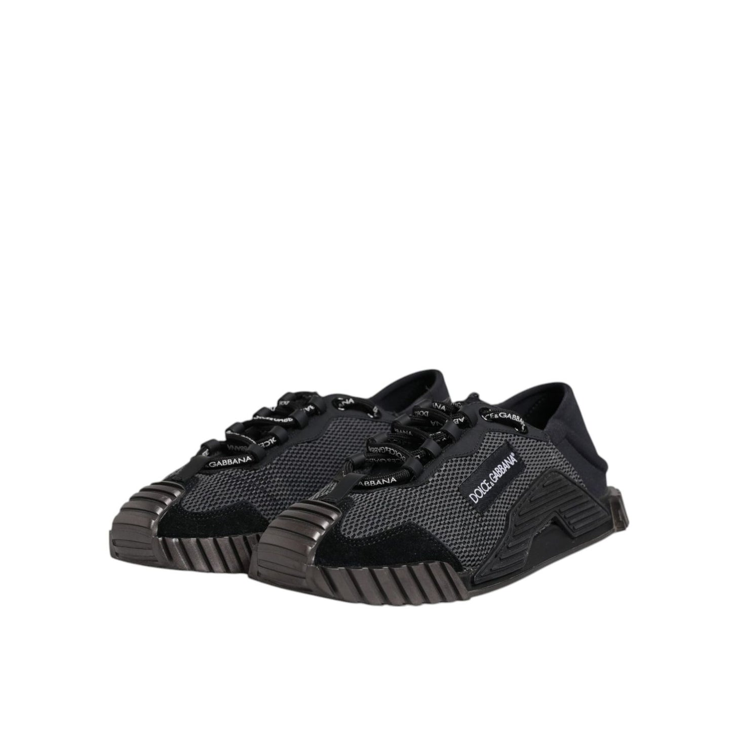 Dolce & Gabbana Black Silver Logo Low Top Men Sneakers Shoes