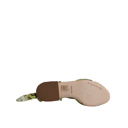 Dolce & Gabbana Green Animal Print Ankle Wrap Sandals Shoes