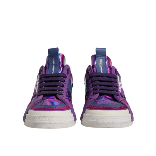 Dolce & Gabbana Purple Leather DG Logo Low Top Sneakers Shoes