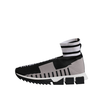 Dolce & Gabbana Black Gray Sorrento Socks Women Sneakers Shoes