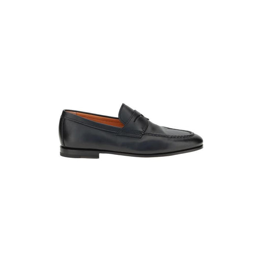 Santoni Leather Loafers SA-MCNC18007SA4BSLFN01BLACK-EU45/US12