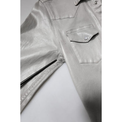 Dolce & Gabbana Metallic Gray Cotton Button Down Shirt