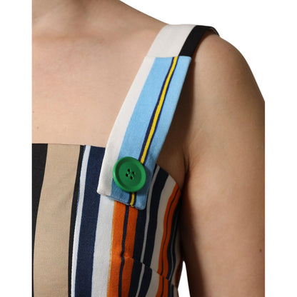Dolce & Gabbana Multicolor Cotton Stripe Sleeveless Dress
