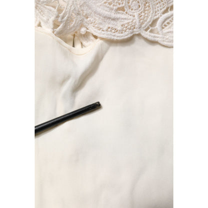 Dolce & Gabbana Cream Floral Lace Long Sleeves Blouse Top