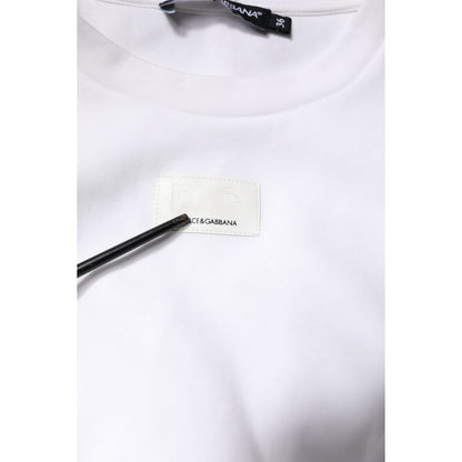 Dolce & Gabbana White Cotton Blend 3/4 Sleeves Blouse Top