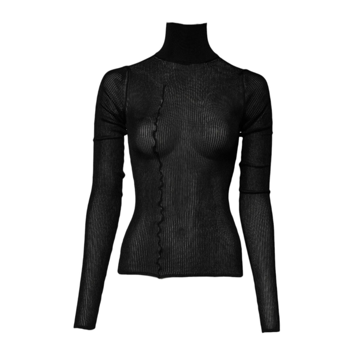 Dolce & Gabbana Black Knit Long Sleeves Turtleneck Slim Top
