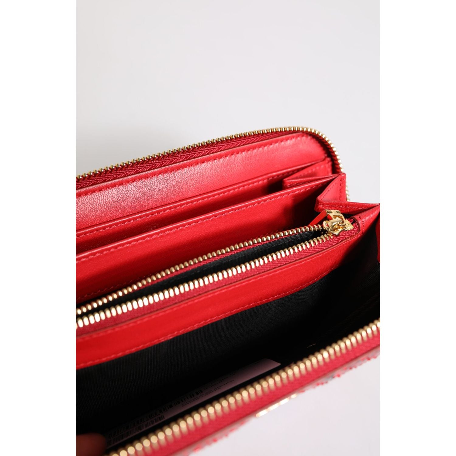 Dolce & Gabbana Red Exotic Leather Zip Around Continental Clutch Wallet
