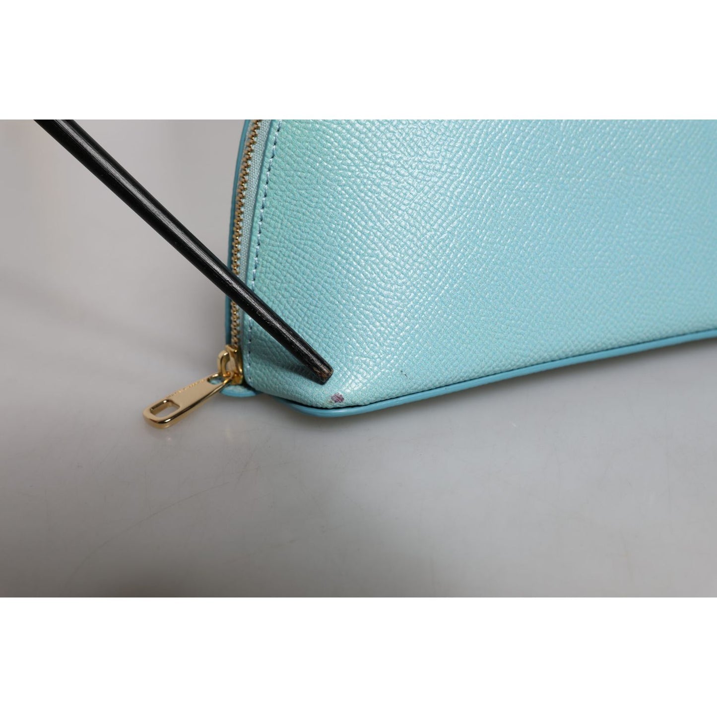 Dolce & Gabbana Light Blue Leather Handbag Clutch Mini Purse Pouch Bag