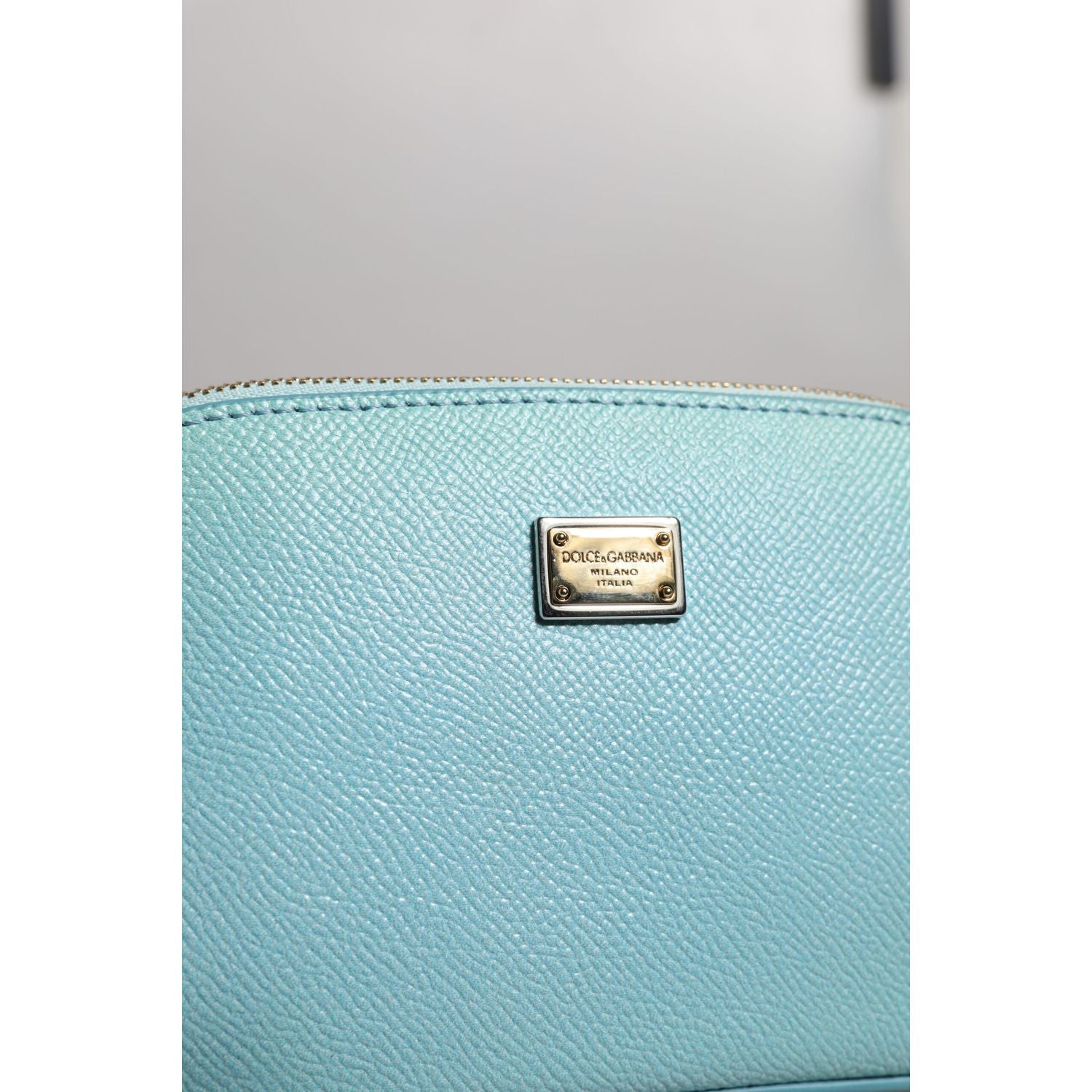Dolce & Gabbana Light Blue Leather Handbag Clutch Mini Purse Pouch Bag