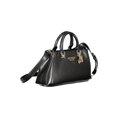 Guess Jeans Black Polyethylene Handbag with adjustable strap and multiple pockets for stylish storage.