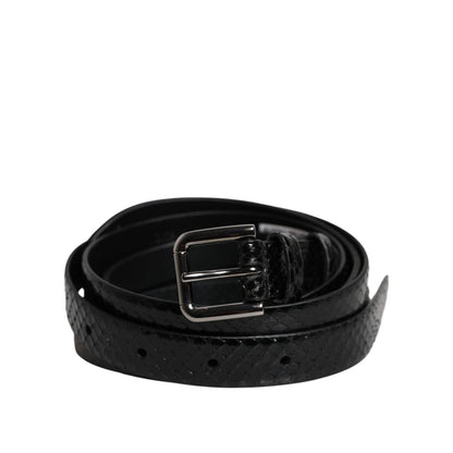 Dolce & Gabbana Black Leather Classic Metal Logo Buckle Belt