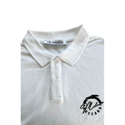Trussardi Beachwear White Cotton Polo Shirt