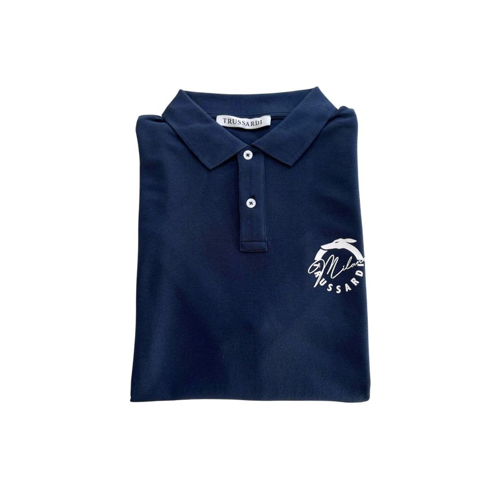 Trussardi Beachwear Blue Cotton Polo Shirt