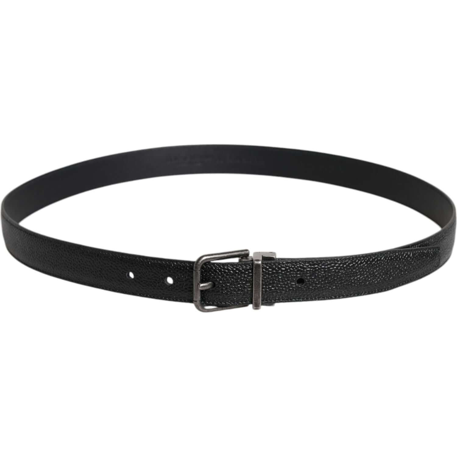 Dolce & Gabbana Black Calf Leather Classic Metal Buckle Belt