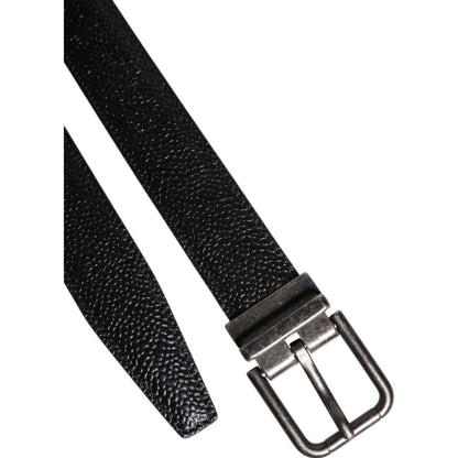 Dolce & Gabbana Black Calf Leather Classic Metal Buckle Belt