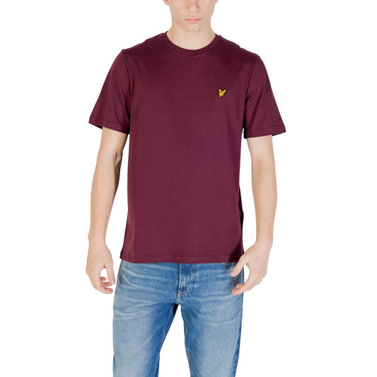 Lyle & Scott Bordeaux Cotton T-Shirt, perfect for casual outings, shown on a male model with short sleeves and a simple, modern design.