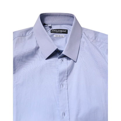 Dolce & Gabbana Light Blue Cotton SICILIA Dress Formal Shirt