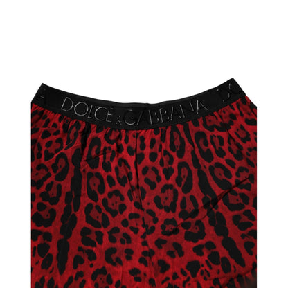 Dolce & Gabbana Red Leopard Print Viscose Bermuda Shorts
