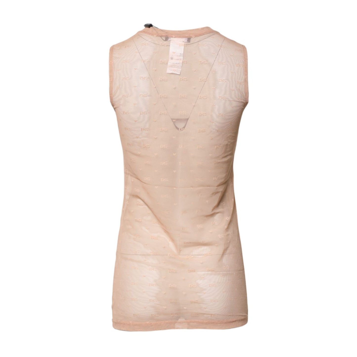 Dolce & Gabbana Beige Nylon Logo Monogram Sleeveless Tank Top