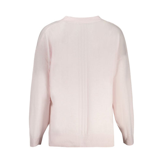 Guess Jeans Pink Acrylic Women Sweater, back view. Long-sleeved, stylish and chic design.