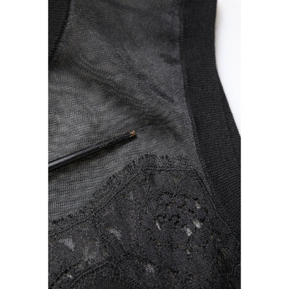 Dolce & Gabbana Black Lace Sheer Crew Neck Sleeveless Top