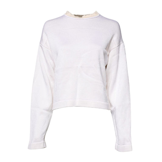 Jil Sander White Viscose Crew Neck Long Sleeves Pullover Sweater
