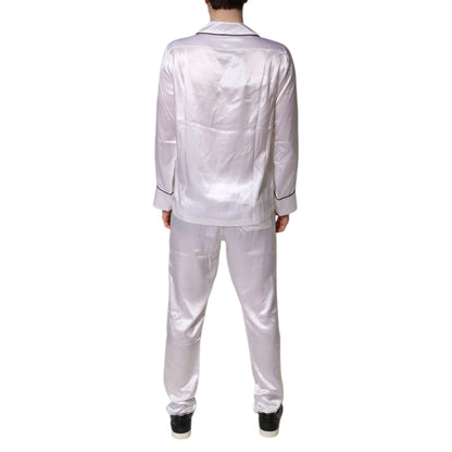 Dolce & Gabbana White Satin Silk Men Pajama Set Sleepwear