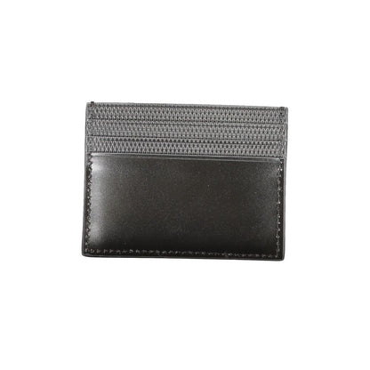 Calvin Klein Black Leather Wallet with card holder, central pocket, contrast details, logo print