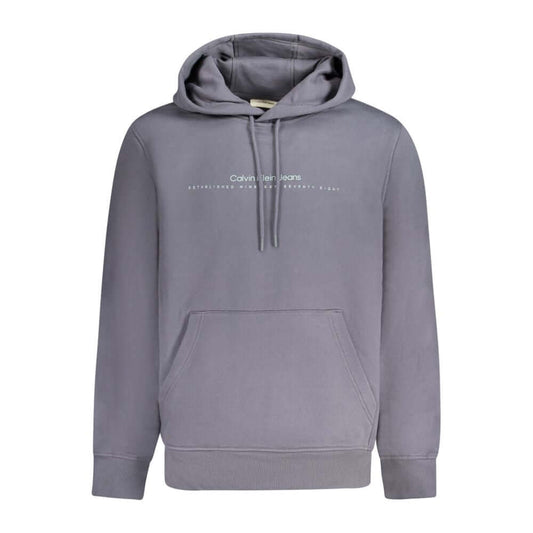 Calvin Klein blue cotton men’s sweater featuring iconic CK logo with long sleeves, stylish hoodie, durable 55% cotton, 45% polyester blend