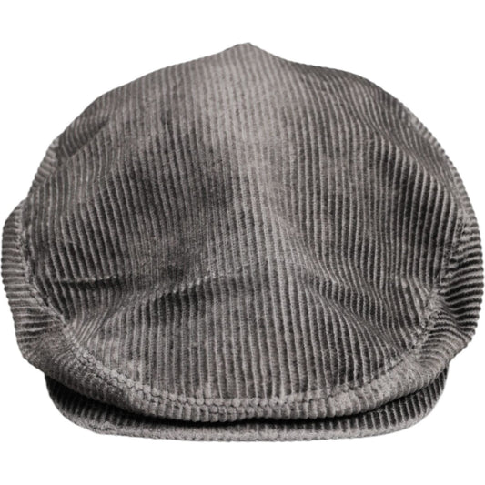 Dolce & Gabbana gray cotton newsboy cap, 100% cotton, minor defect on brim, logo details, made in Italy