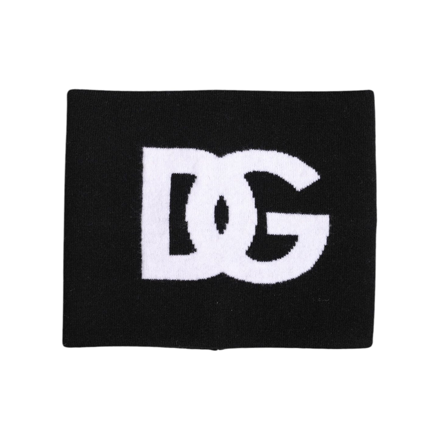 Dolce & Gabbana Black White Logo Print Knitted Neck Warmer Scarf