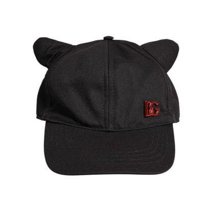 Dolce & Gabbana Black Cotton Logo Patch 6 Panels Baseball Cap
