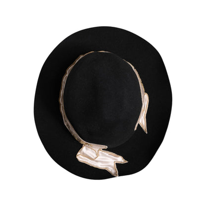 Dolce & Gabbana Black Logo Sequin Embroidery Wide Brim Hat