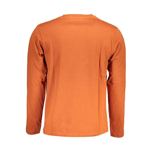U.S. Grand Polo long sleeve bronze cotton t-shirt, featuring crew neck and contrast details, back view with logo embroidery.