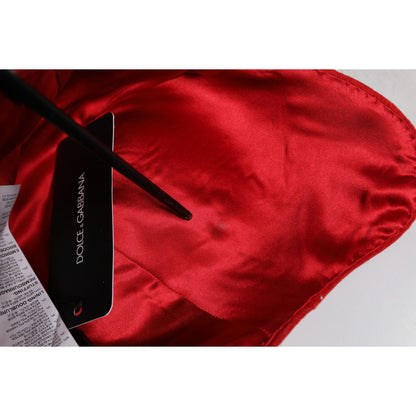 Dolce & Gabbana Red Crystal Gold Roses Brooch Embellished Hat