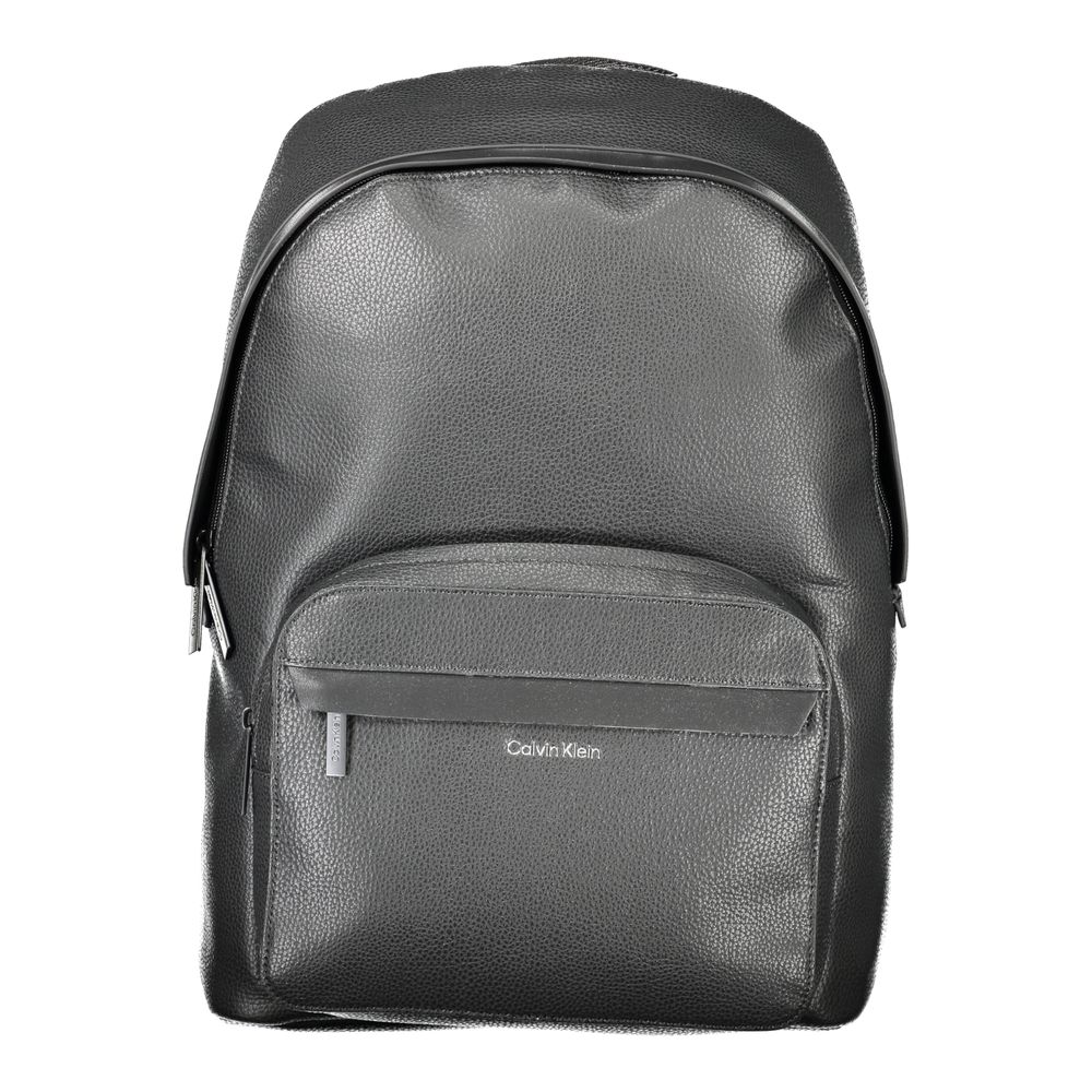 Calvin Klein Black Polyester Men Backpack with sleek design and external pocket