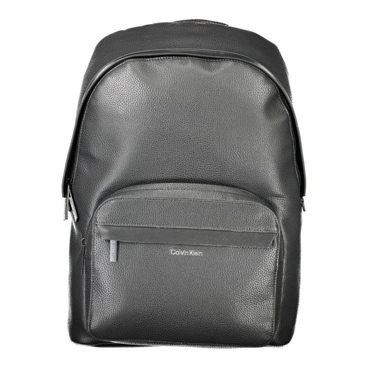 Calvin Klein Black Polyester Men Backpack with sleek design and external pocket
