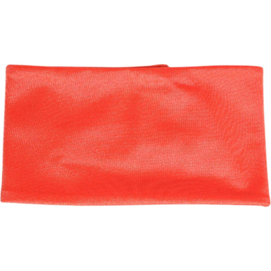 Dolce & Gabbana orange nylon stretch women’s neck warmer scarf, made in Italy, showcases luxury logo details.