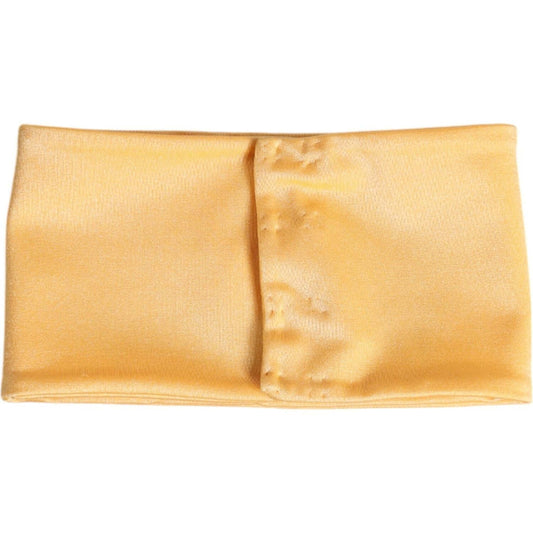 Dolce & Gabbana yellow nylon stretch women neck warmer scarf, made in Italy, featuring logo details.