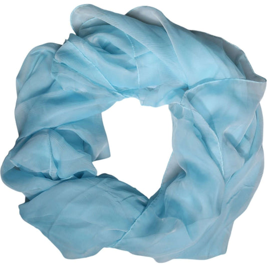 Dolce & Gabbana light blue silk wrap shawl scarf, made in Italy, luxurious 100% silk fashion accessory, size 130cm x 200cm.