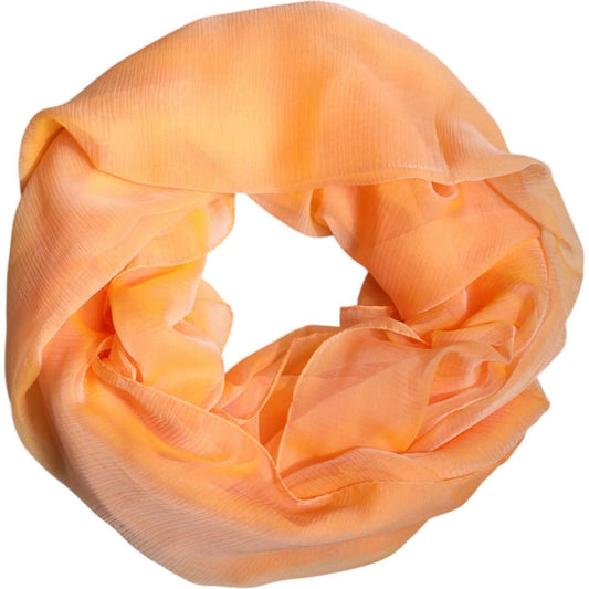 Dolce & Gabbana orange silk rectangle wrap shawl scarf, 100% silk, elegant accessory, 135cm x 200cm, luxury Italian fashion.