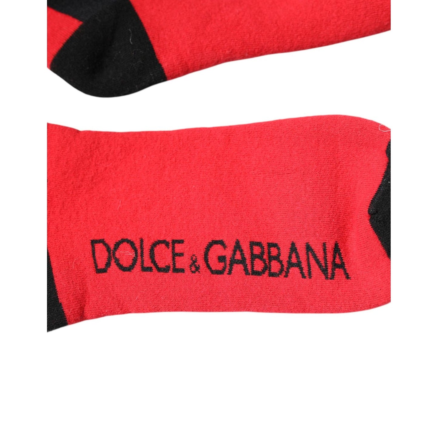 Dolce & Gabbana Red Cotton Stretch Printed Socks