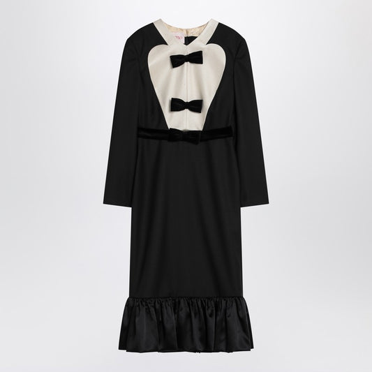 Valentino Black midi wool dress with bows 6B0VADH08VB/Q_VALE-AUY_102